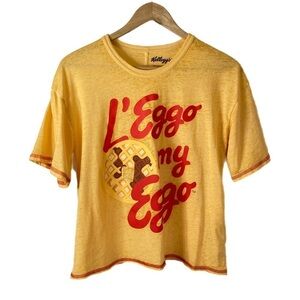 Kellogg’s L’eggo my eggo yellow graphic boxy semi cropped shirt